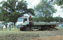 A lorry stuck in mud
