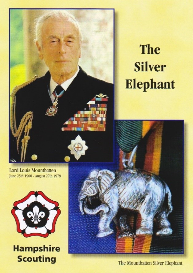 Shows Lord Louis Mountbatten and the Solver Elephant charm.